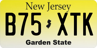NJ license plate B75XTK