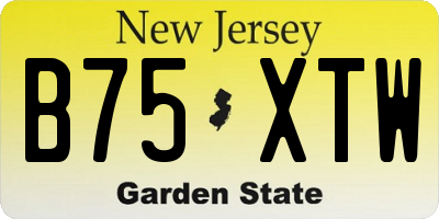 NJ license plate B75XTW