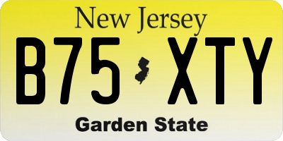 NJ license plate B75XTY