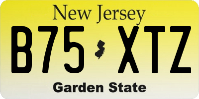 NJ license plate B75XTZ