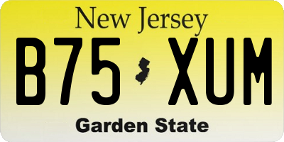 NJ license plate B75XUM