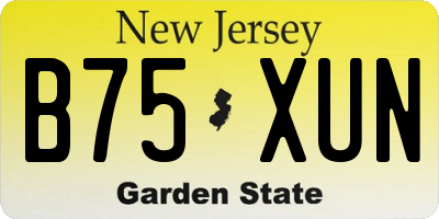 NJ license plate B75XUN