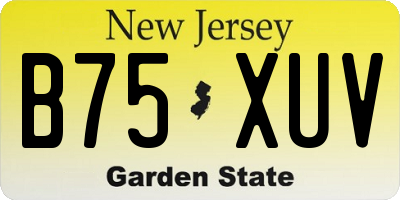 NJ license plate B75XUV
