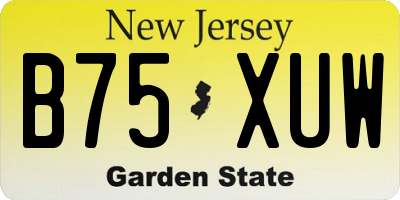 NJ license plate B75XUW
