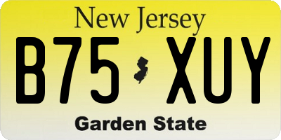 NJ license plate B75XUY