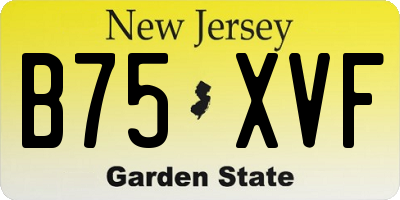 NJ license plate B75XVF