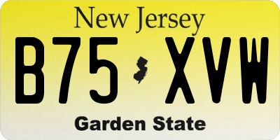 NJ license plate B75XVW