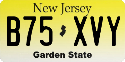 NJ license plate B75XVY