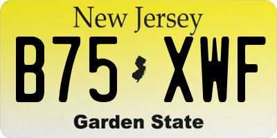 NJ license plate B75XWF