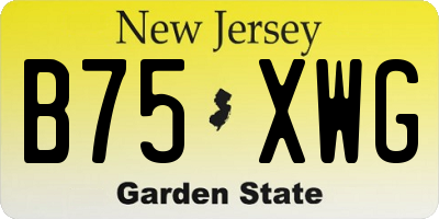 NJ license plate B75XWG