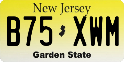 NJ license plate B75XWM