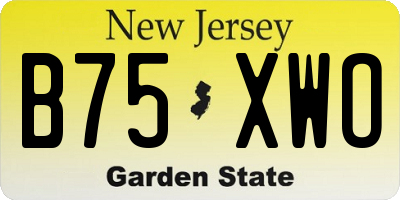 NJ license plate B75XWO