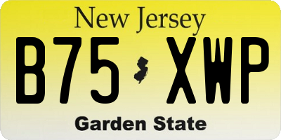NJ license plate B75XWP
