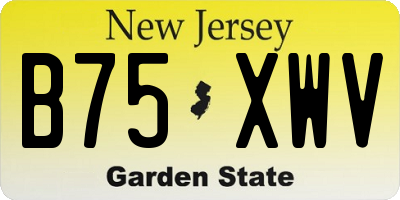 NJ license plate B75XWV