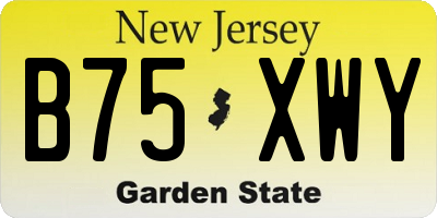 NJ license plate B75XWY