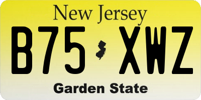 NJ license plate B75XWZ
