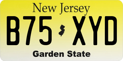 NJ license plate B75XYD