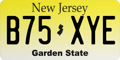 NJ license plate B75XYE