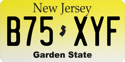 NJ license plate B75XYF