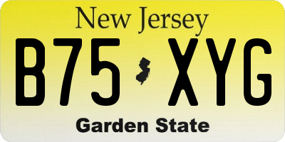 NJ license plate B75XYG