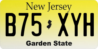 NJ license plate B75XYH