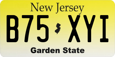 NJ license plate B75XYI