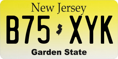 NJ license plate B75XYK