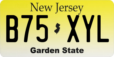 NJ license plate B75XYL