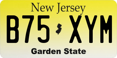 NJ license plate B75XYM