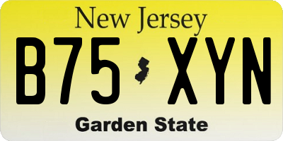 NJ license plate B75XYN
