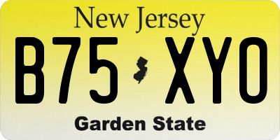 NJ license plate B75XYO
