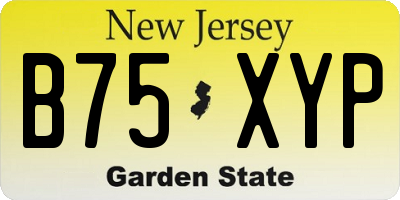 NJ license plate B75XYP