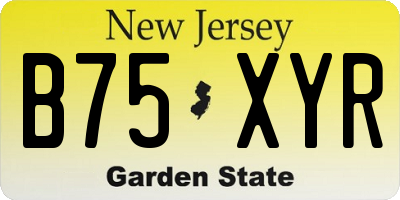 NJ license plate B75XYR