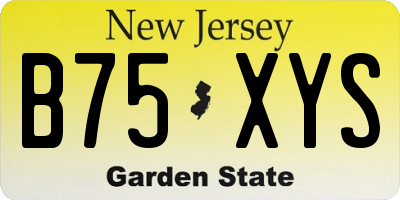 NJ license plate B75XYS