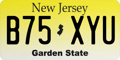 NJ license plate B75XYU
