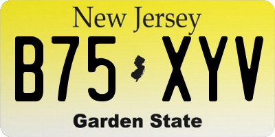 NJ license plate B75XYV