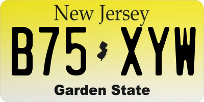 NJ license plate B75XYW