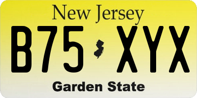 NJ license plate B75XYX