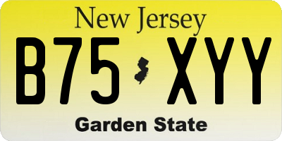NJ license plate B75XYY