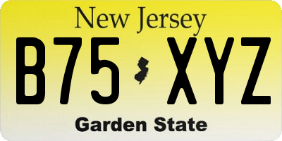 NJ license plate B75XYZ