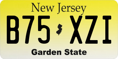 NJ license plate B75XZI