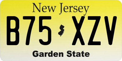 NJ license plate B75XZV