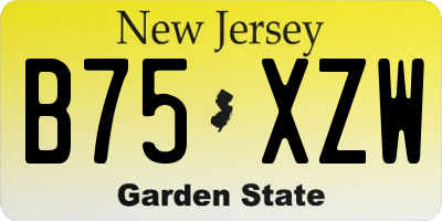 NJ license plate B75XZW