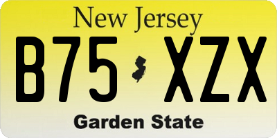 NJ license plate B75XZX