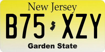 NJ license plate B75XZY