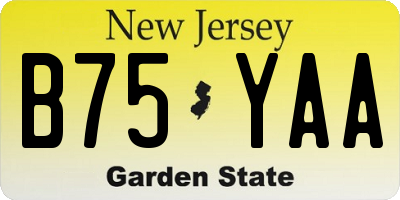 NJ license plate B75YAA