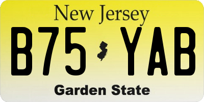 NJ license plate B75YAB