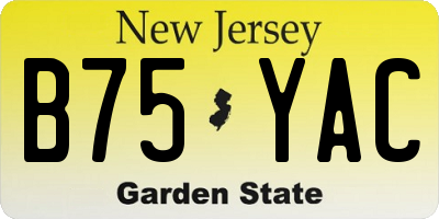 NJ license plate B75YAC