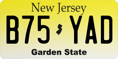 NJ license plate B75YAD