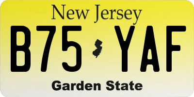 NJ license plate B75YAF